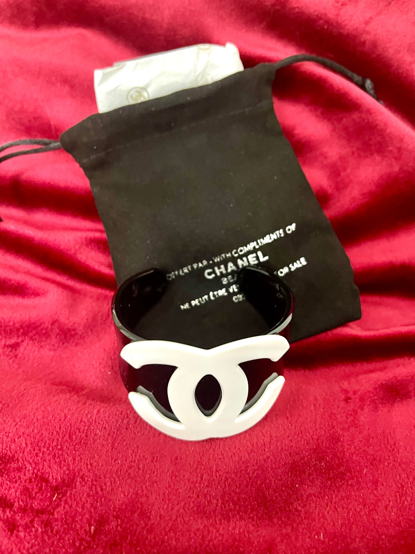 Plastic Chanel Monogram Cuff Bracelet