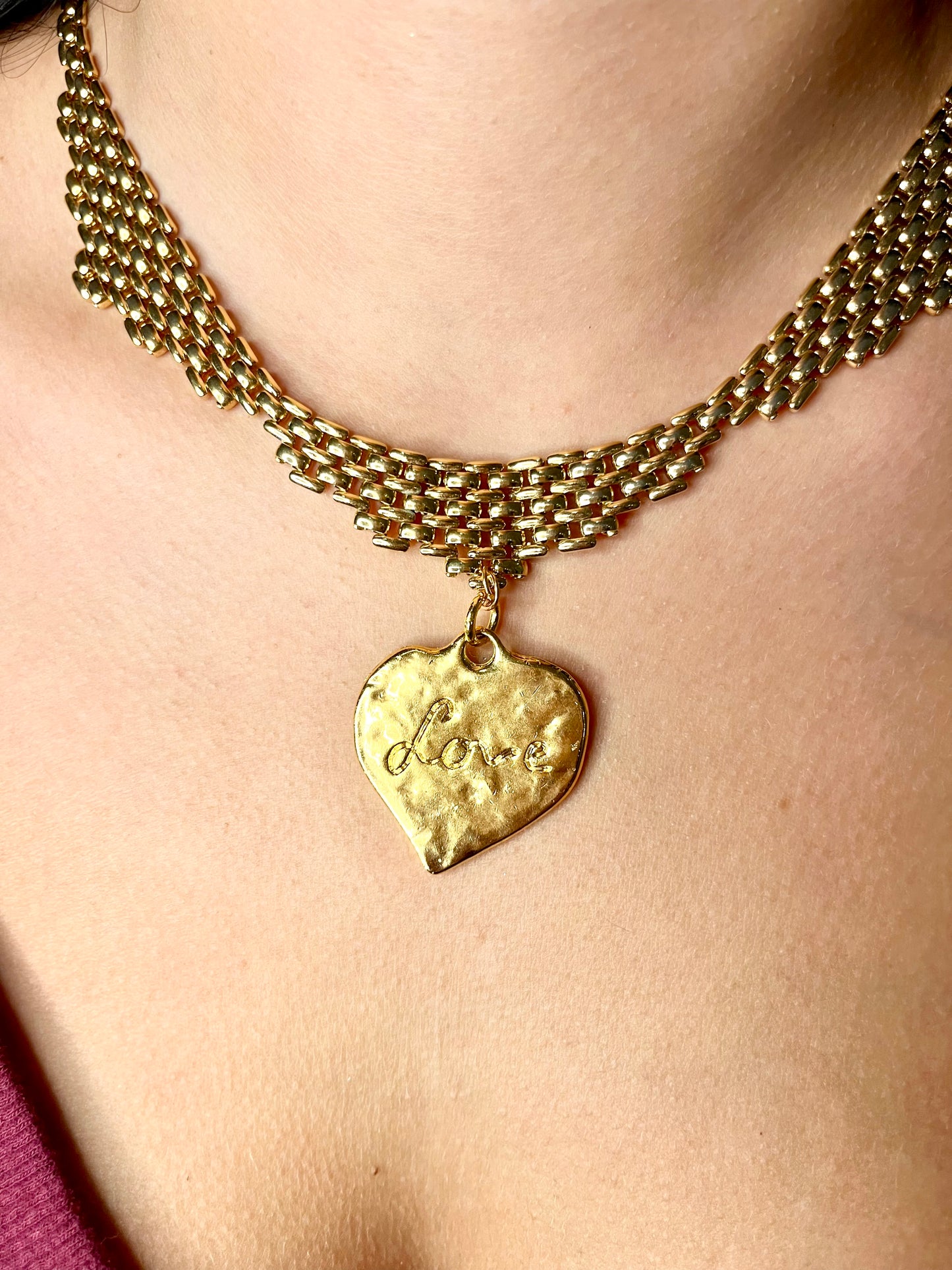 Refurbished18KG Vintage Yves Saint Laurent Love Pendant Monet Necklace