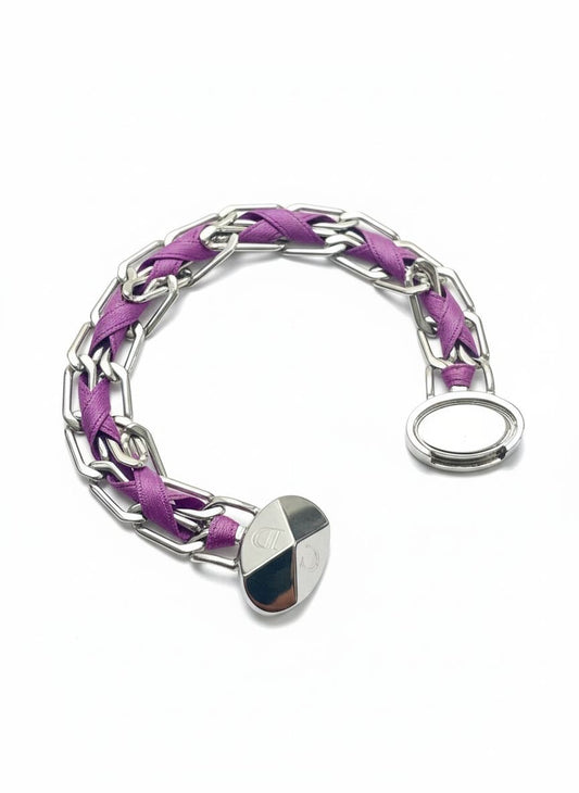 Dior Bracelet with purple braided design and silver accents on a white background