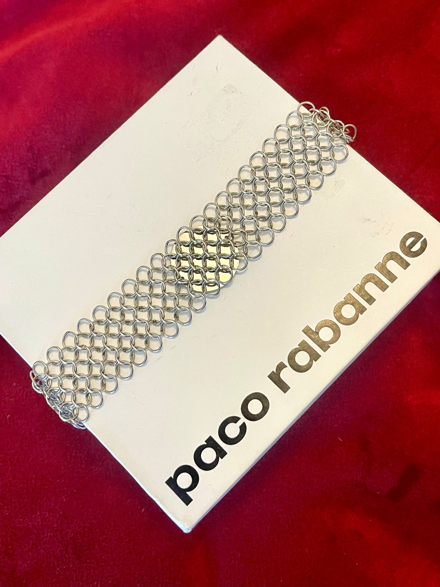 Paco Rabanne minimalist chainmail bracelet detail