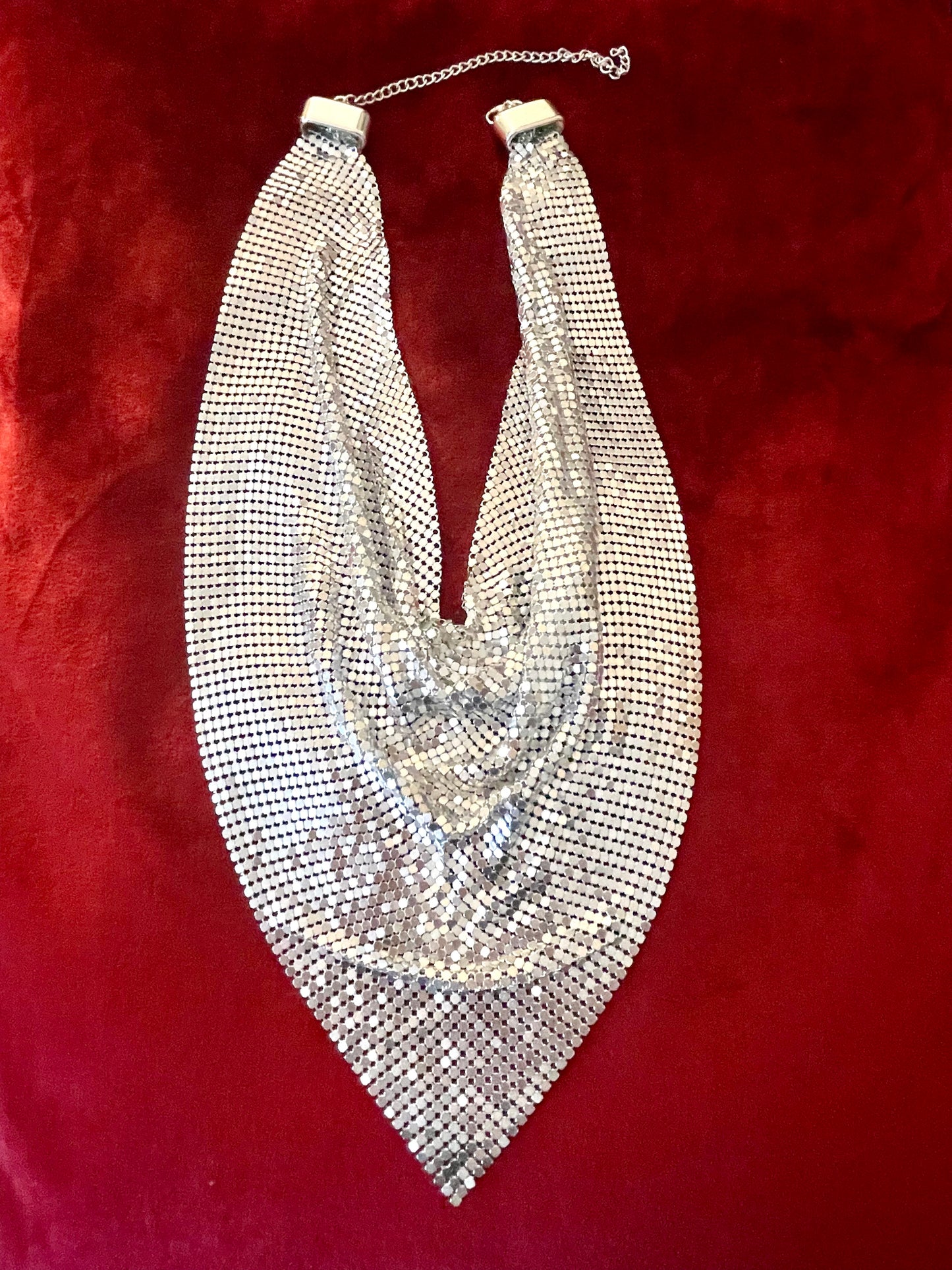 Silver Pixel Metal Scarf Necklace