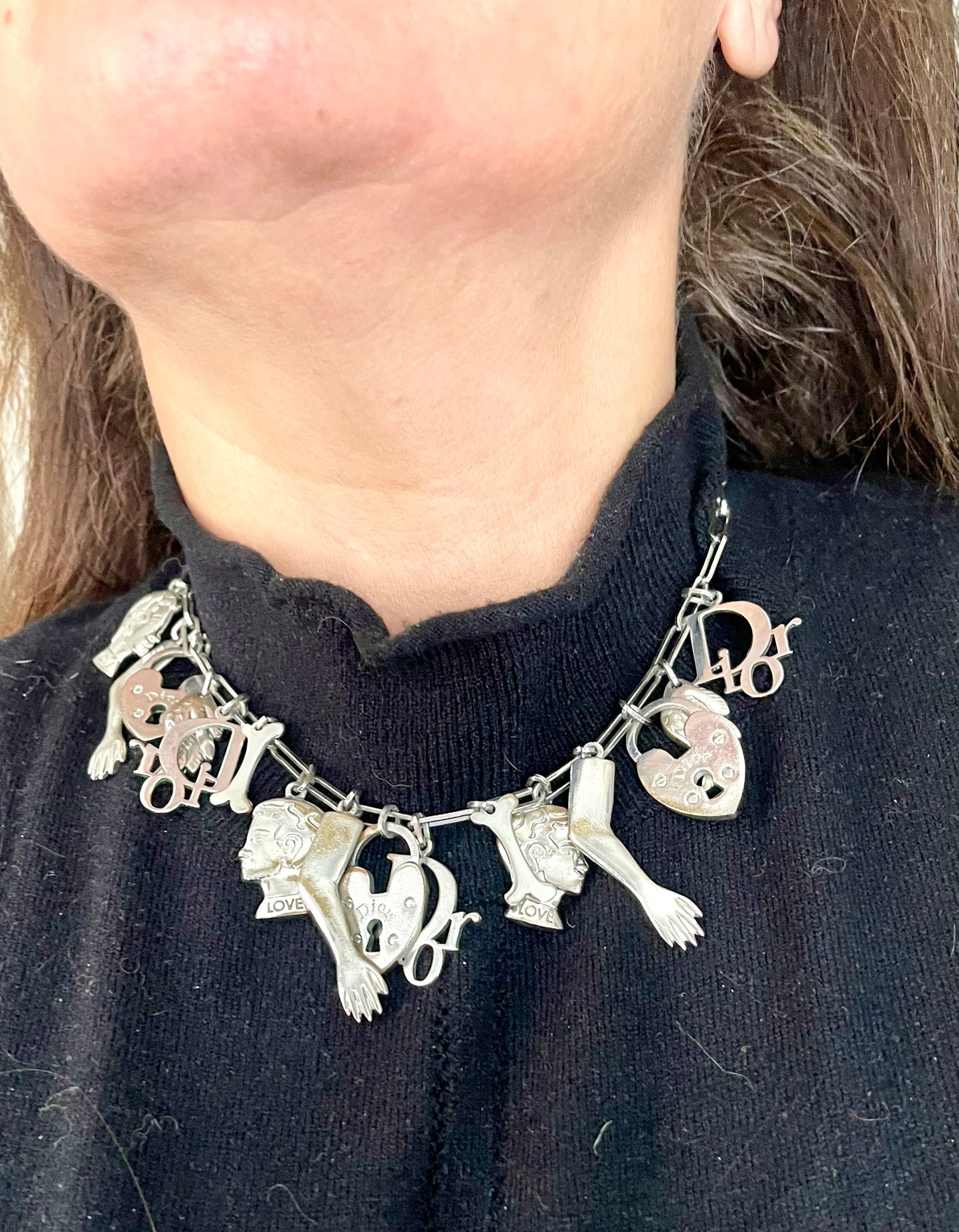 Collier à breloques Dior Vintage en argent