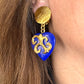 Boucles d'oreilles vintage Yves Saint Laurent Coeurs bleus ton or