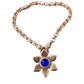 Rare Authentic Vintage Gold Flower Blue Rhinestone Yves Saint Laurent Brooch Pendant