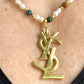 YSL Refurbished Enameled Gold Vintage Charm Pendant Pearl Necklace