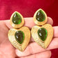 Boucles d'oreilles Tear Drop Gold &amp; Green Remake design vintage