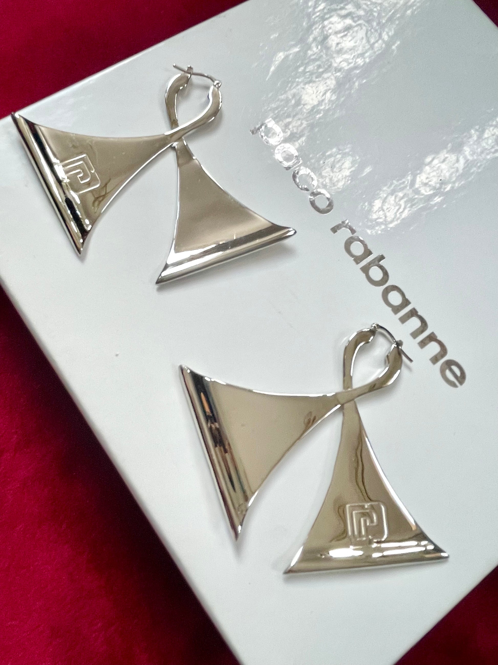 Vintage Paco Rabanne silver-tone geometric sculptural statement earrings