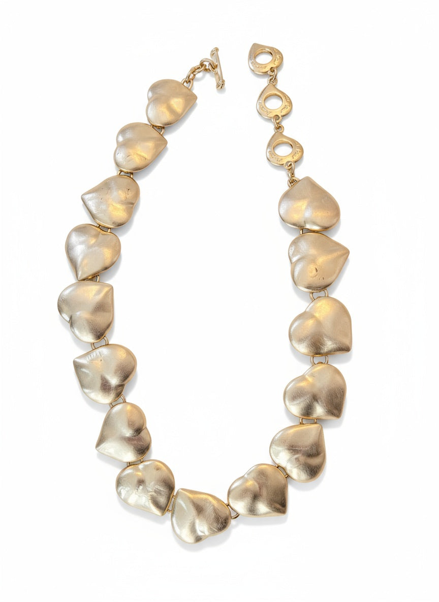 Yves Saint Laurent Authentic Vintage Restored Heart Link Chain Necklace