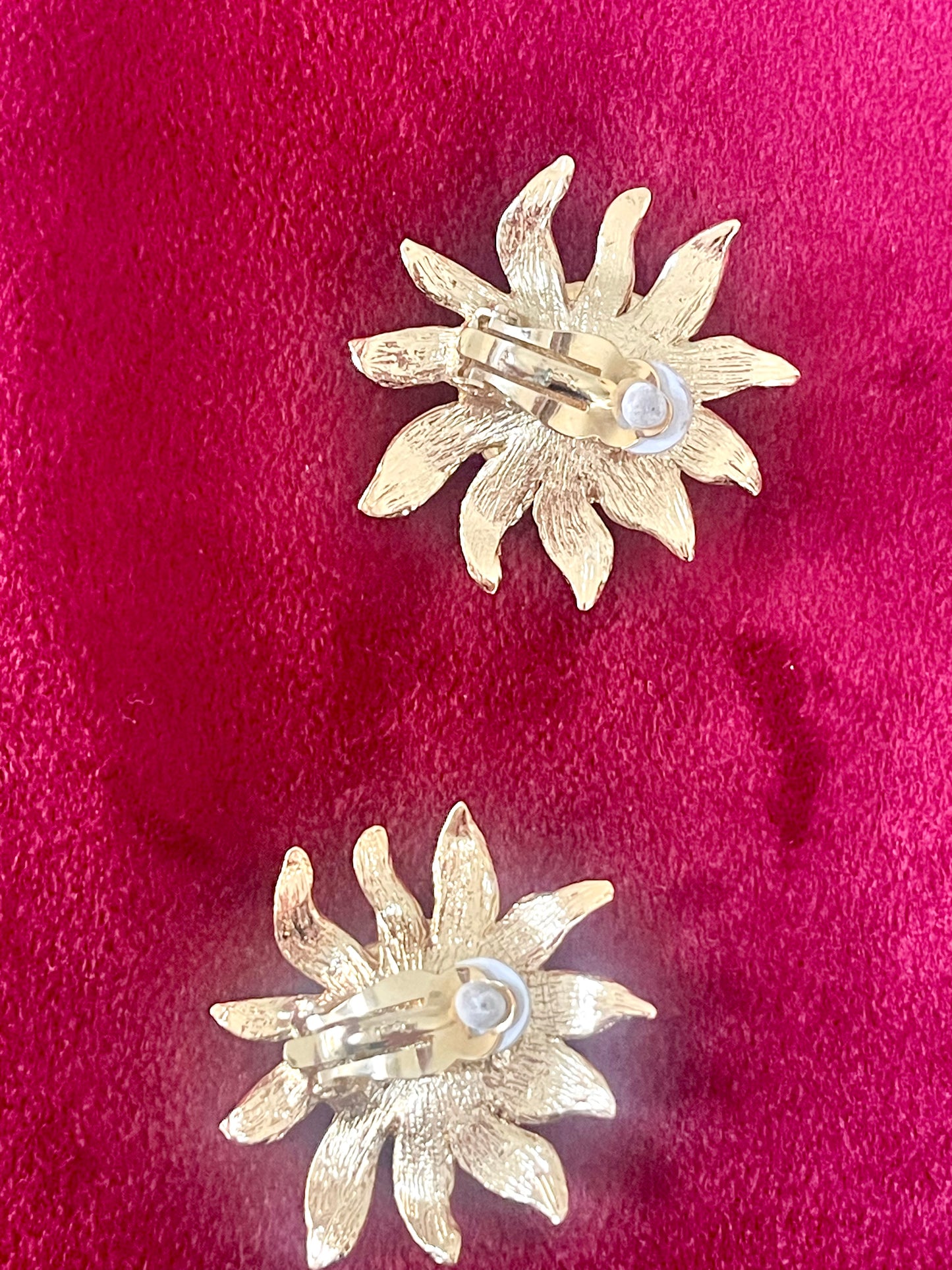 Vintage Yves Saint Laurent Sun Crystal Earrings – Gold Tone