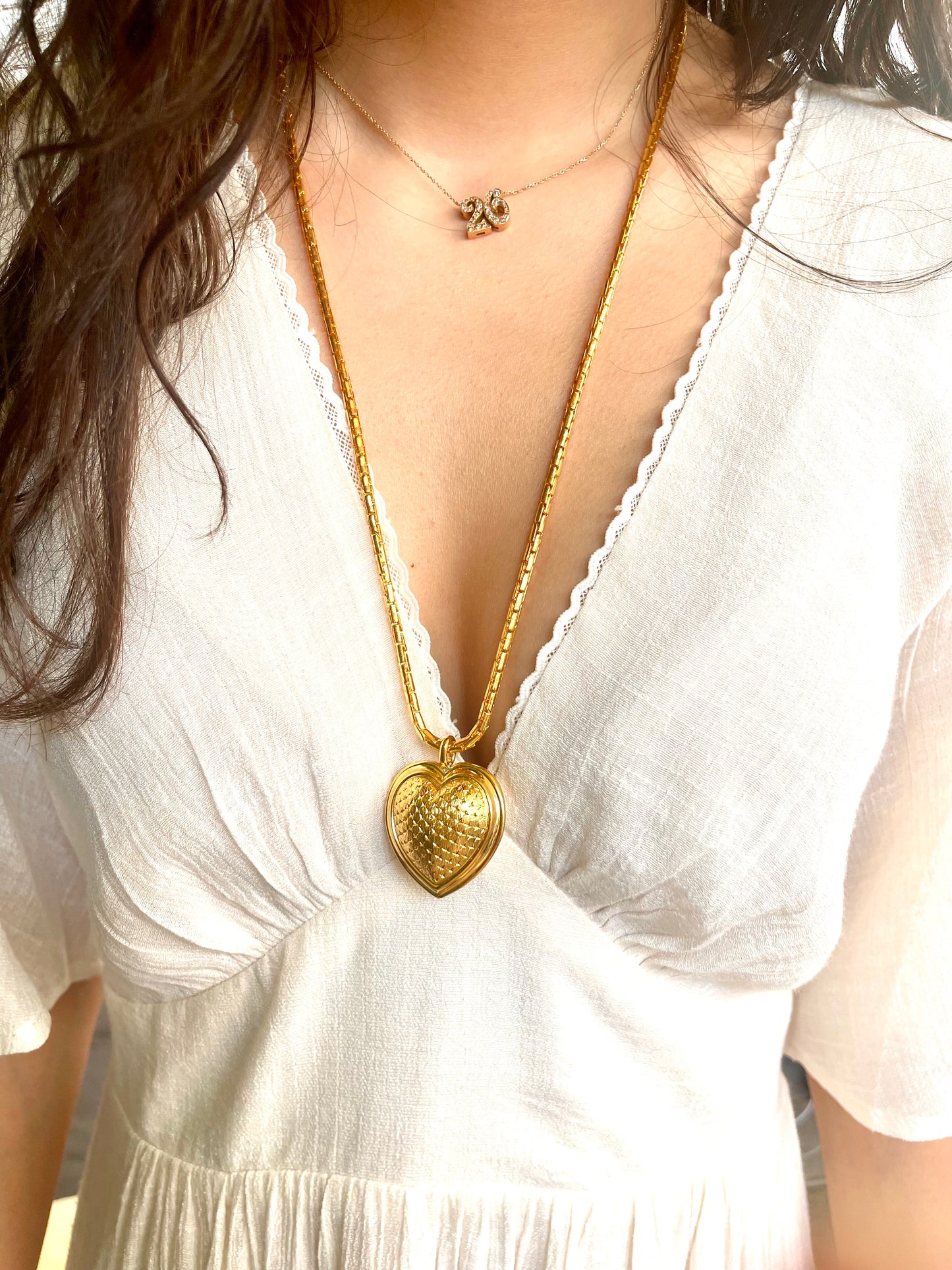 Vintage 80’s Refurbished 18K Gold Long Heart Pendant Dior Necklace