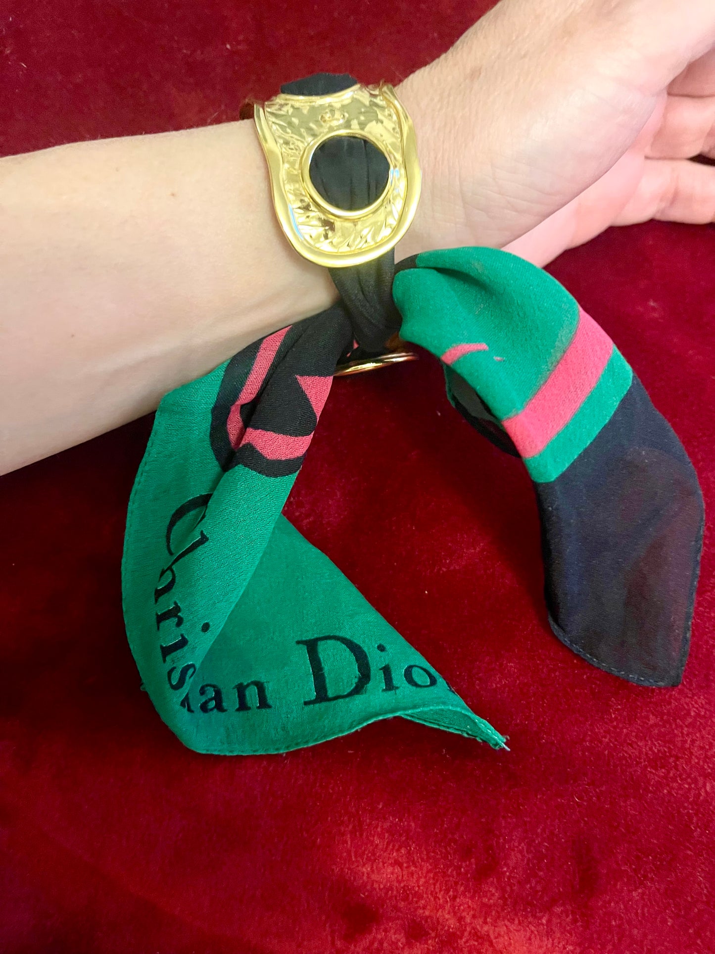 Christian Dior Vintage Scarf Gold Bracelet