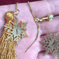 Yves Saint Laurent Signed Snowflake Charm Tassel Earrings – Gold Tone, Upcycled