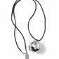 Necklace with a silver pendant on a white background