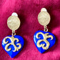 Boucles d'oreilles vintage Yves Saint Laurent Coeurs bleus ton or