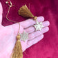 Yves Saint Laurent Signed Snowflake Charm Tassel Earrings – Gold Tone, Upcycled