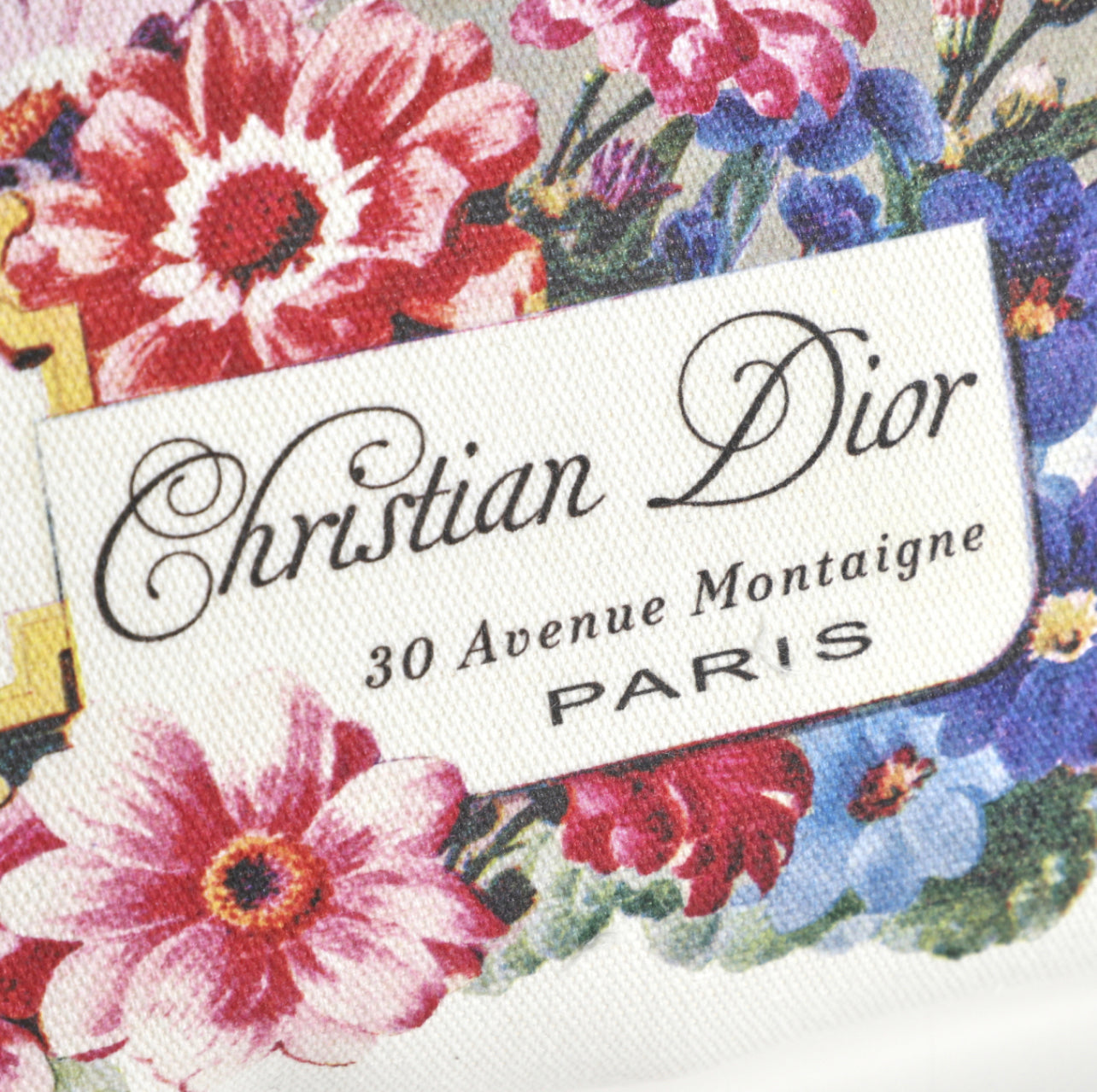 Pochette Dior fleurie blanc cassé