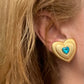 Gold Heart Earrings Blue Heart Rhinestone