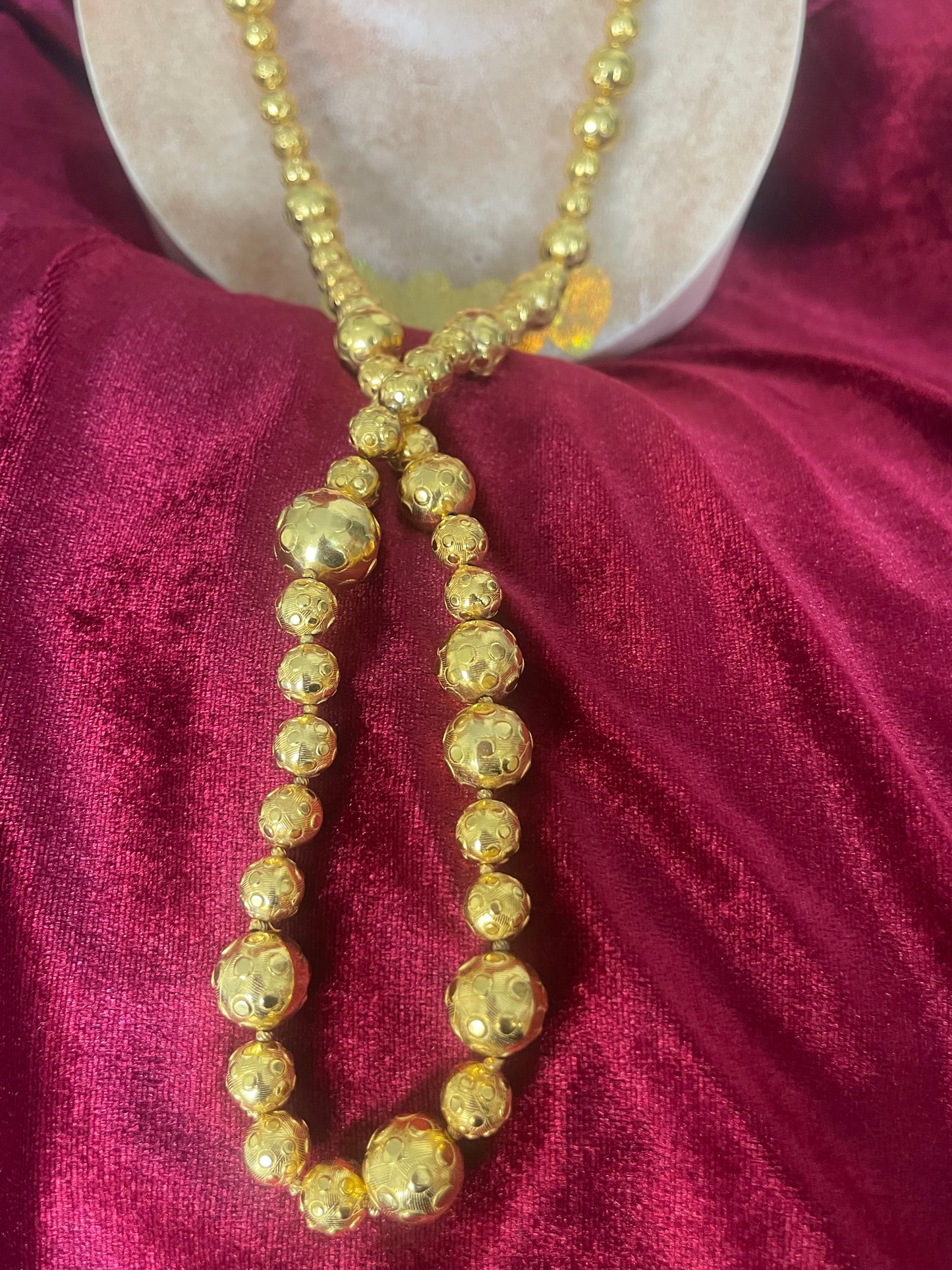 Vintage Yves Saint Laurent Gold Beaded Necklace — 18K Gold Refurbished (45 cm)