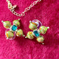 Green Agate Necklace Vintage Cross Design Enameled Jewelry Set Inspiration 90’s Yves Saint Laurent