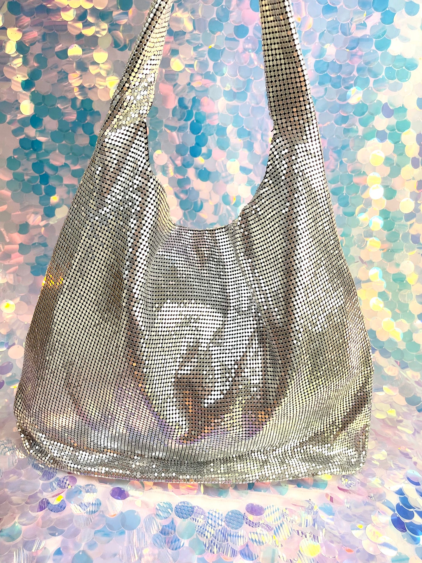 Silver Pixel Metal Tote Bag Style Paco Rabanne