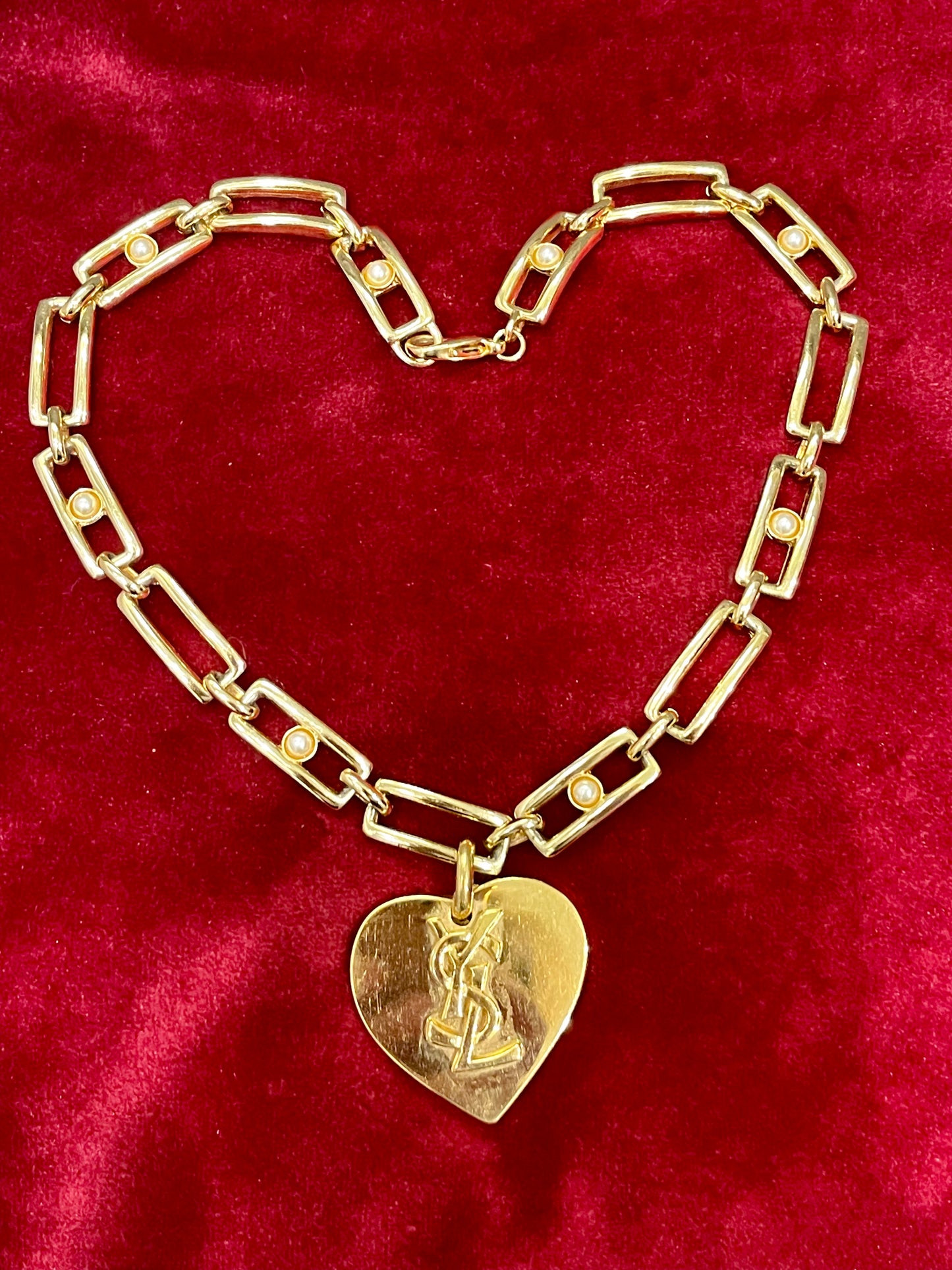 Vintage Yves Saint Laurent Authentic Heart Pendant Orena Necklace
