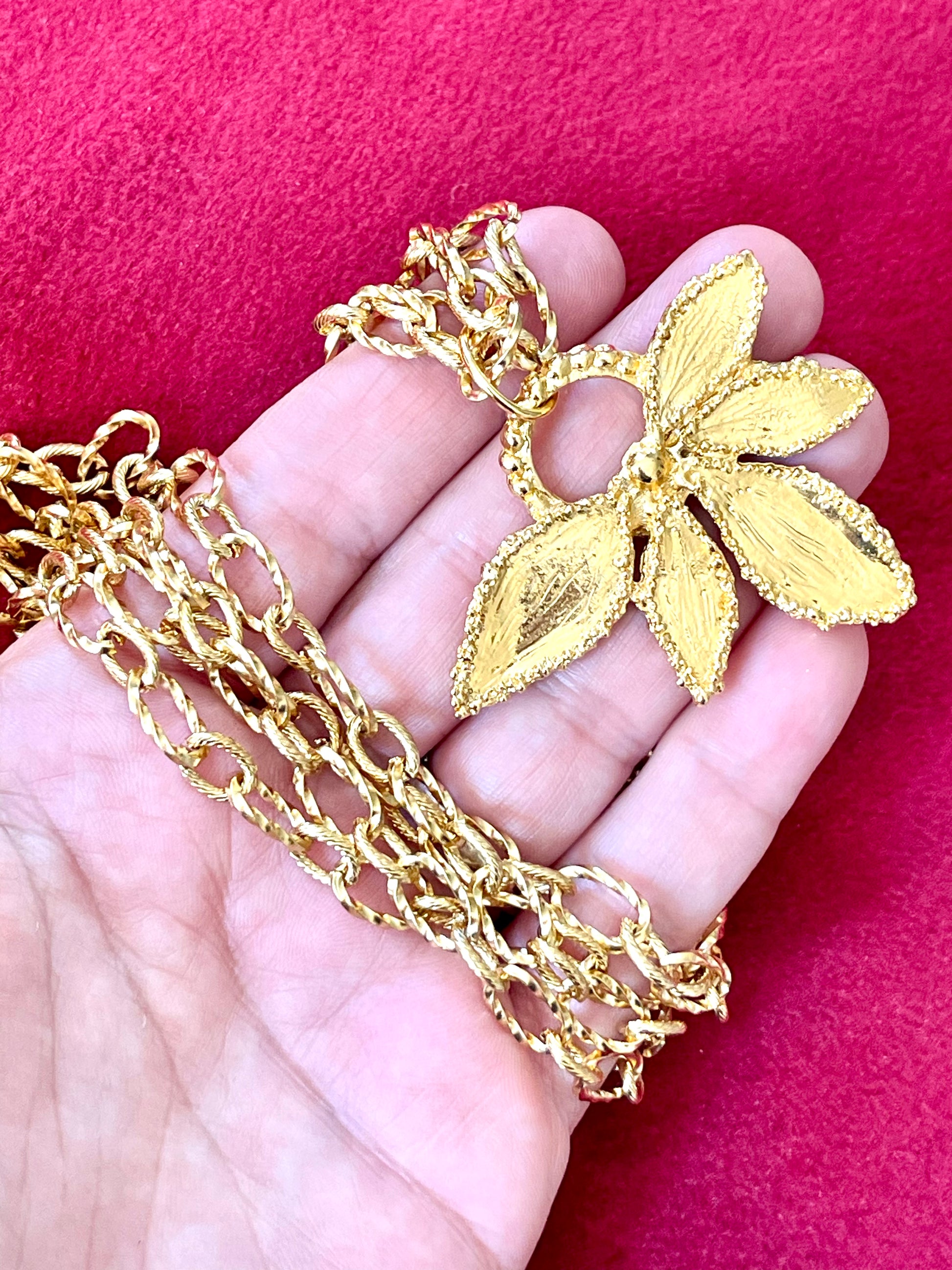 Yves Saint Laurent 80’s authentic statement pendant, collectible designer jewelry long chain necklace 