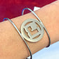 Refurbished vintage Paco Rabanne Parfums cuff bracelet modernist design Worn in wrist 