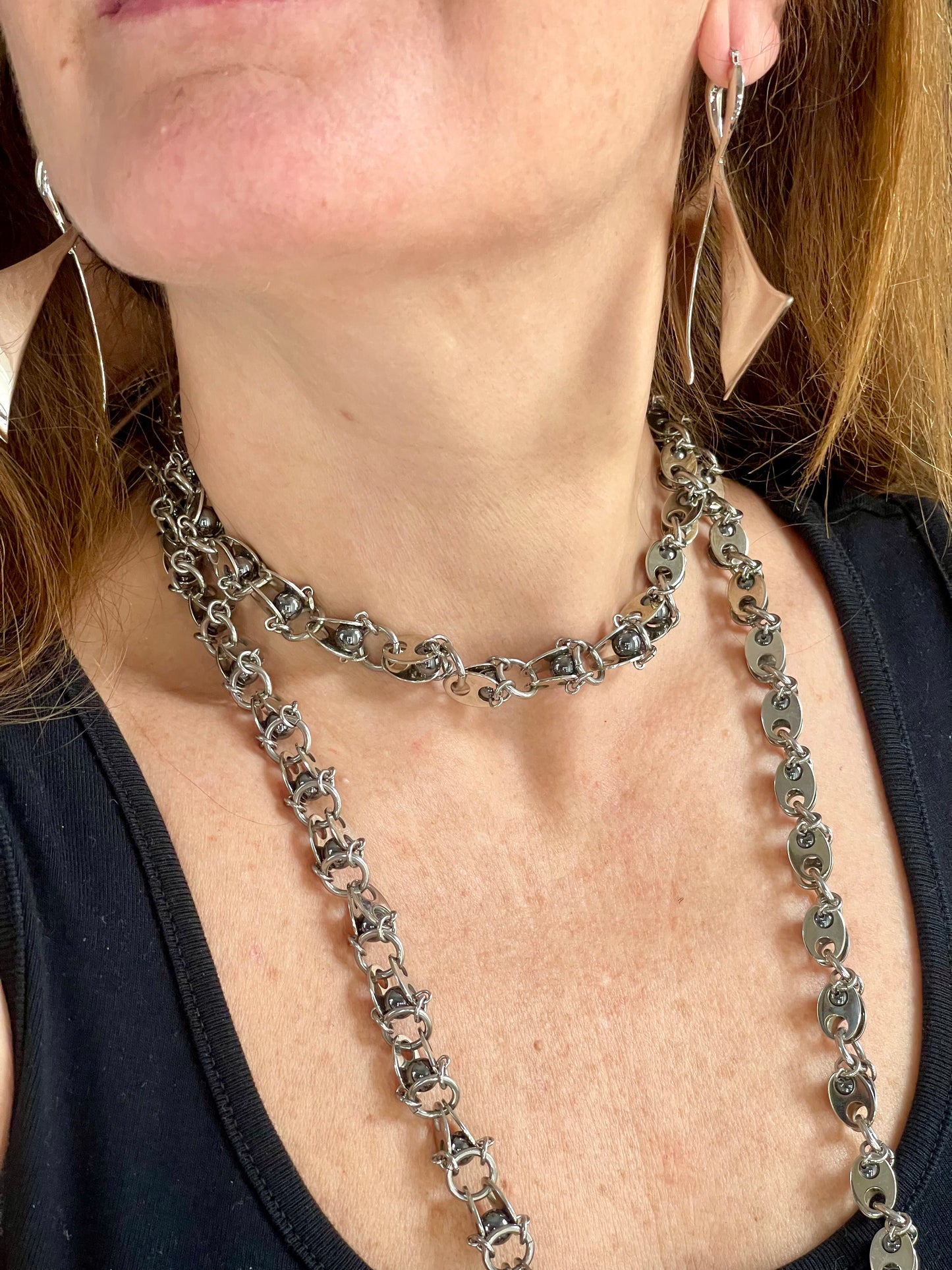 Pendientes de aro Paco Rabanne en tono plateado