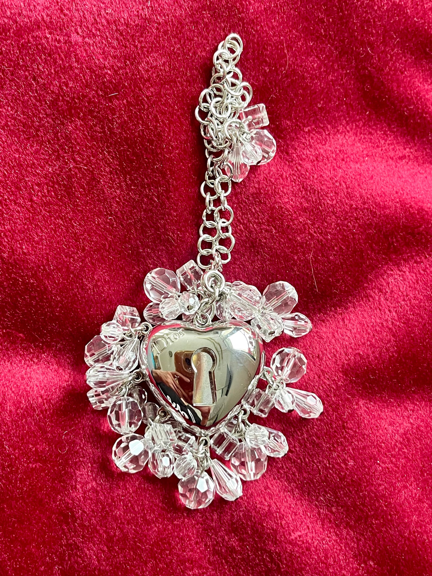 Charm para bolso con forma de corazón de plata de Dior, coleccionable vintage