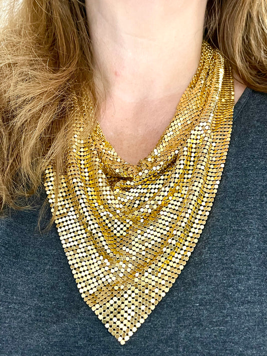 Gold Pixel Metal Scarf Necklace