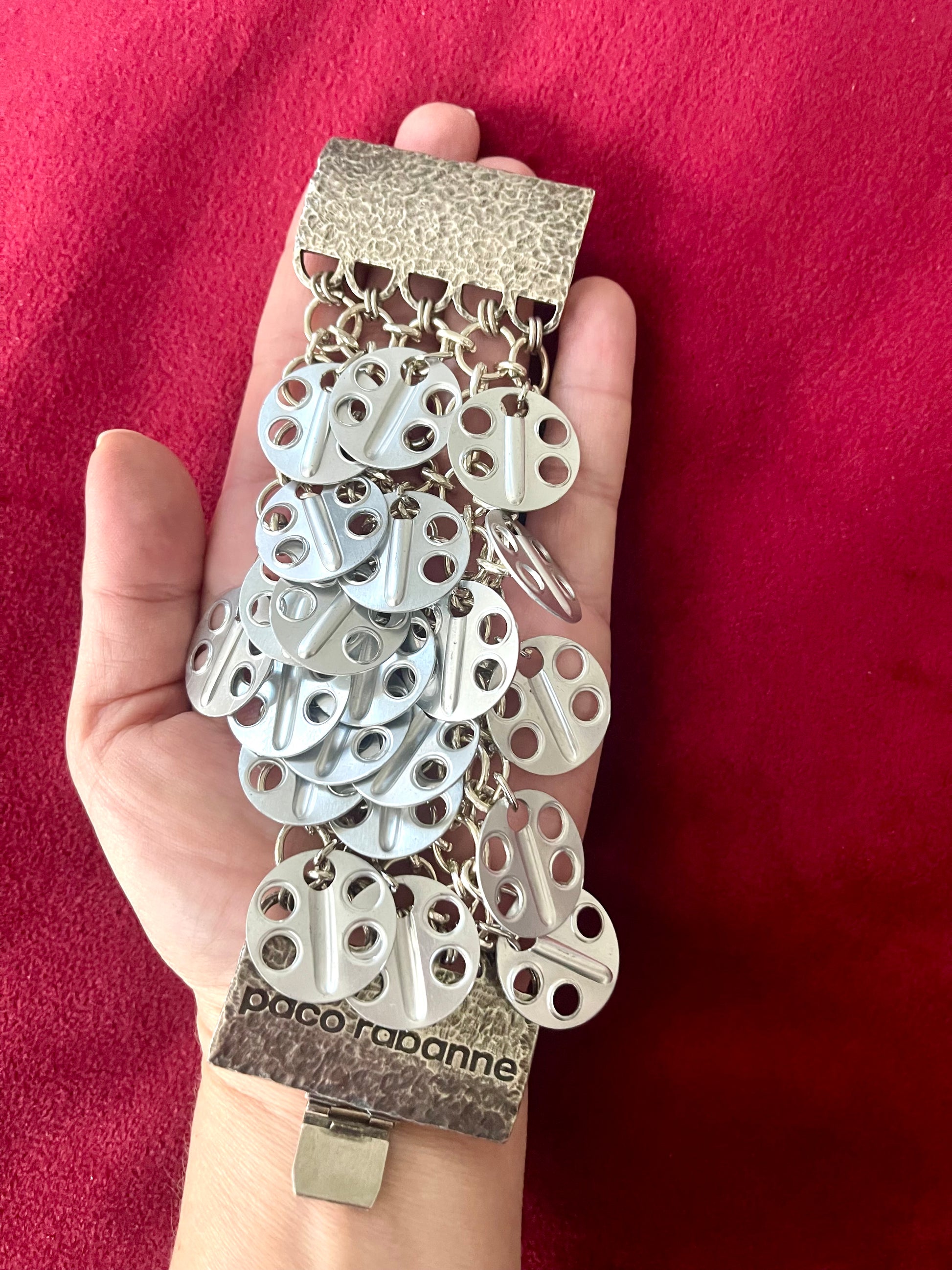 Paco Rabanne collectible jewelry bracelet movement held on hand 