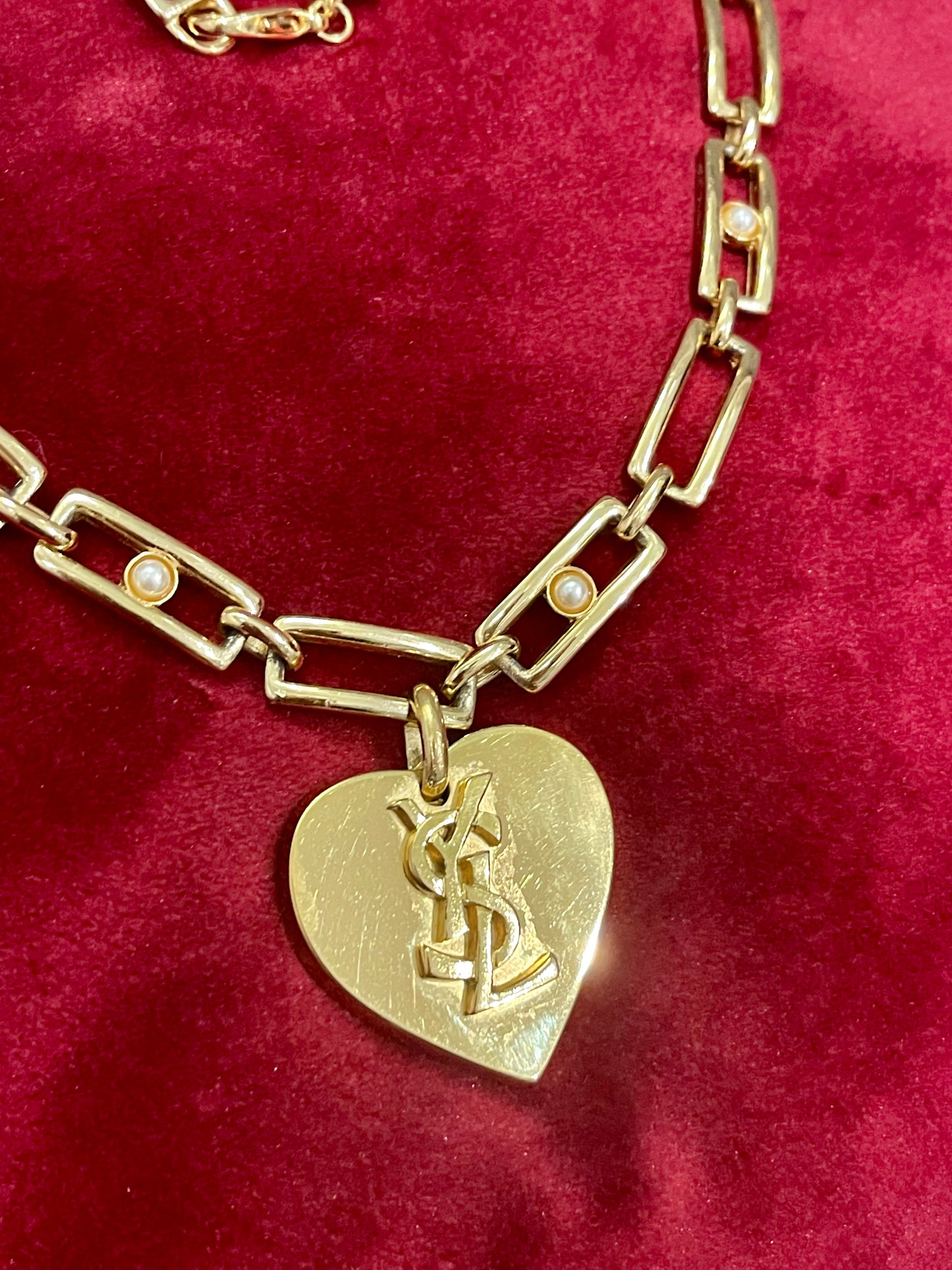 Vintage Yves Saint Laurent Authentic Heart Pendant Orena Necklace