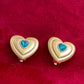Gold Heart Earrings Blue Heart Rhinestone