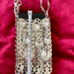 Micro Metal Phone Holder Bag  Removable Crystal Brooches Style Paco Rabanne
