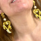 Arty Gold Heart Pearl Rhinestones Earrings Style Vintage Christian Lacroix Yves Saint Laurent