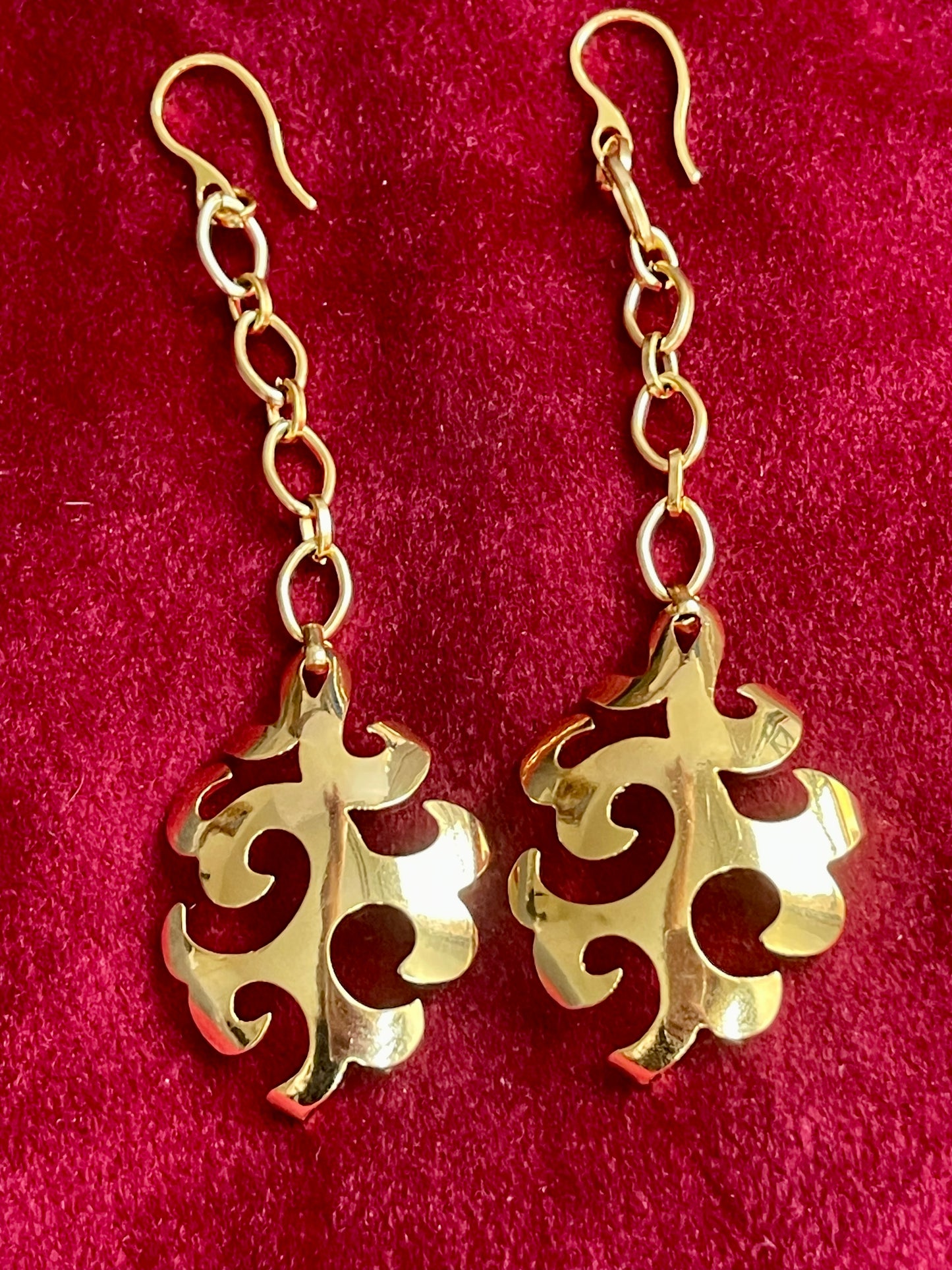 Anti-tarnish steel chain detail on vintage Yves Saint Laurent long earrings