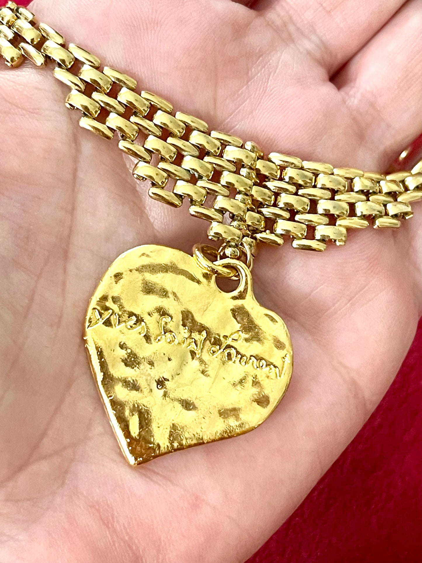 Refurbished18KG Vintage Yves Saint Laurent Love Pendant Monet Necklace