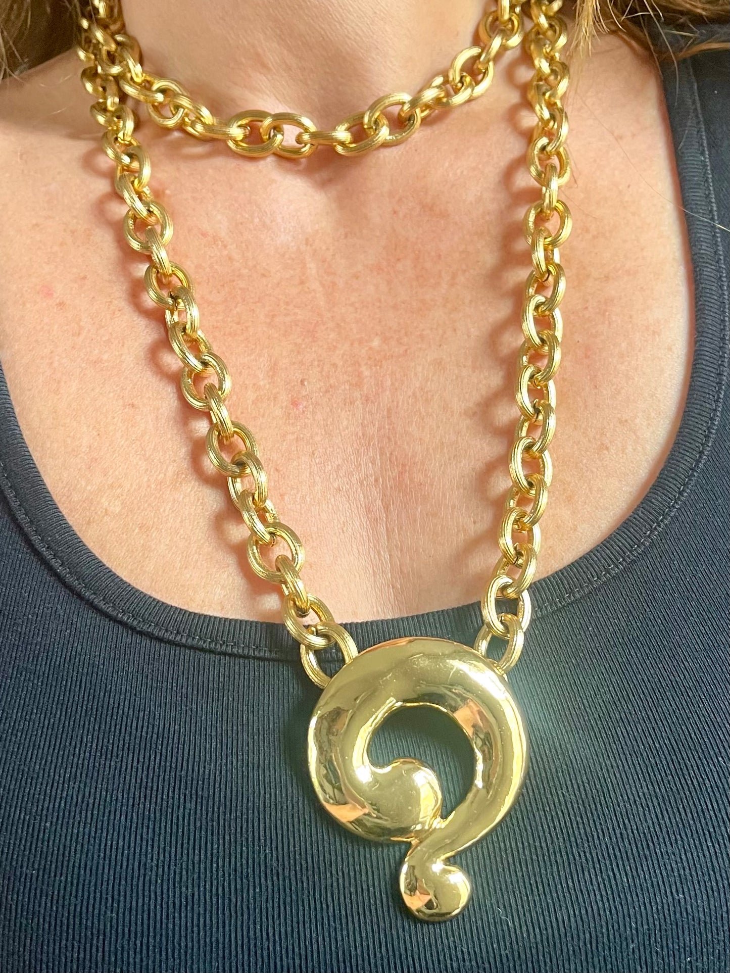 Question Mark Vintage Scarf Holder Pendant Yves Saint Laurent