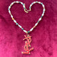 YSL Refurbished Enameled Gold Vintage Charm Pendant Pearl Necklace