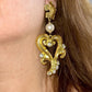 Arty Gold Heart Pearl Rhinestones Earrings Style Vintage Christian Lacroix Yves Saint Laurent