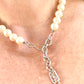 Adjustable size Grey faux pearl white vintage Yves Saint Laurent necklace authentic classic collectible jewelry 