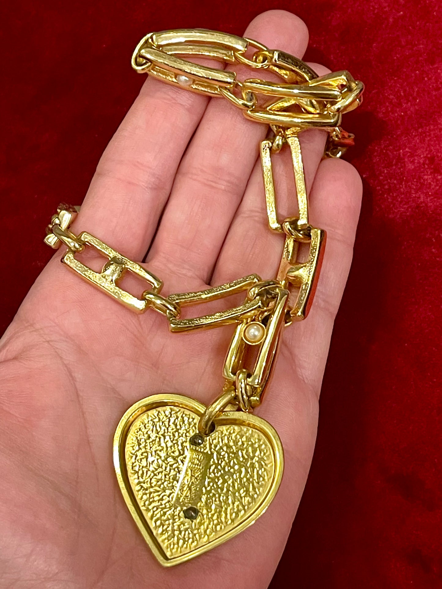 Vintage Yves Saint Laurent Authentic Heart Pendant Orena Necklace