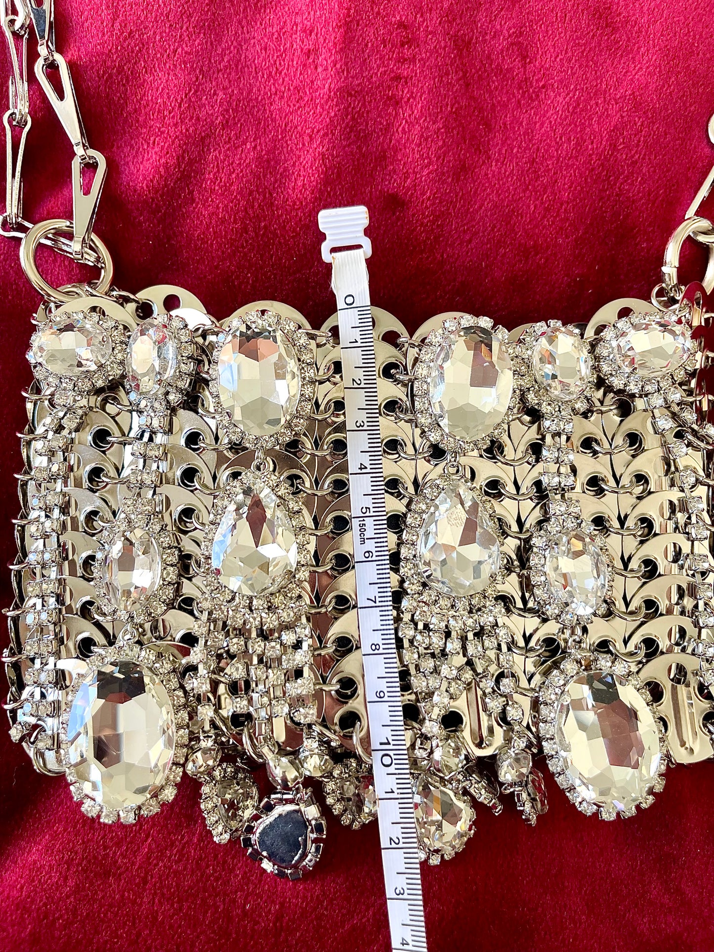 Metal Crystal Charms Bag Phone Holder Style Paco Rabanne