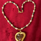 Vintage Yves Saint Laurent Rose Petal Heart Pendant Pearl Necklace