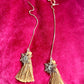 Yves Saint Laurent Signed Snowflake Charm Tassel Earrings – Gold Tone, Upcycled