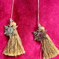 Yves Saint Laurent Signed Snowflake Charm Tassel Earrings – Gold Tone, Upcycled