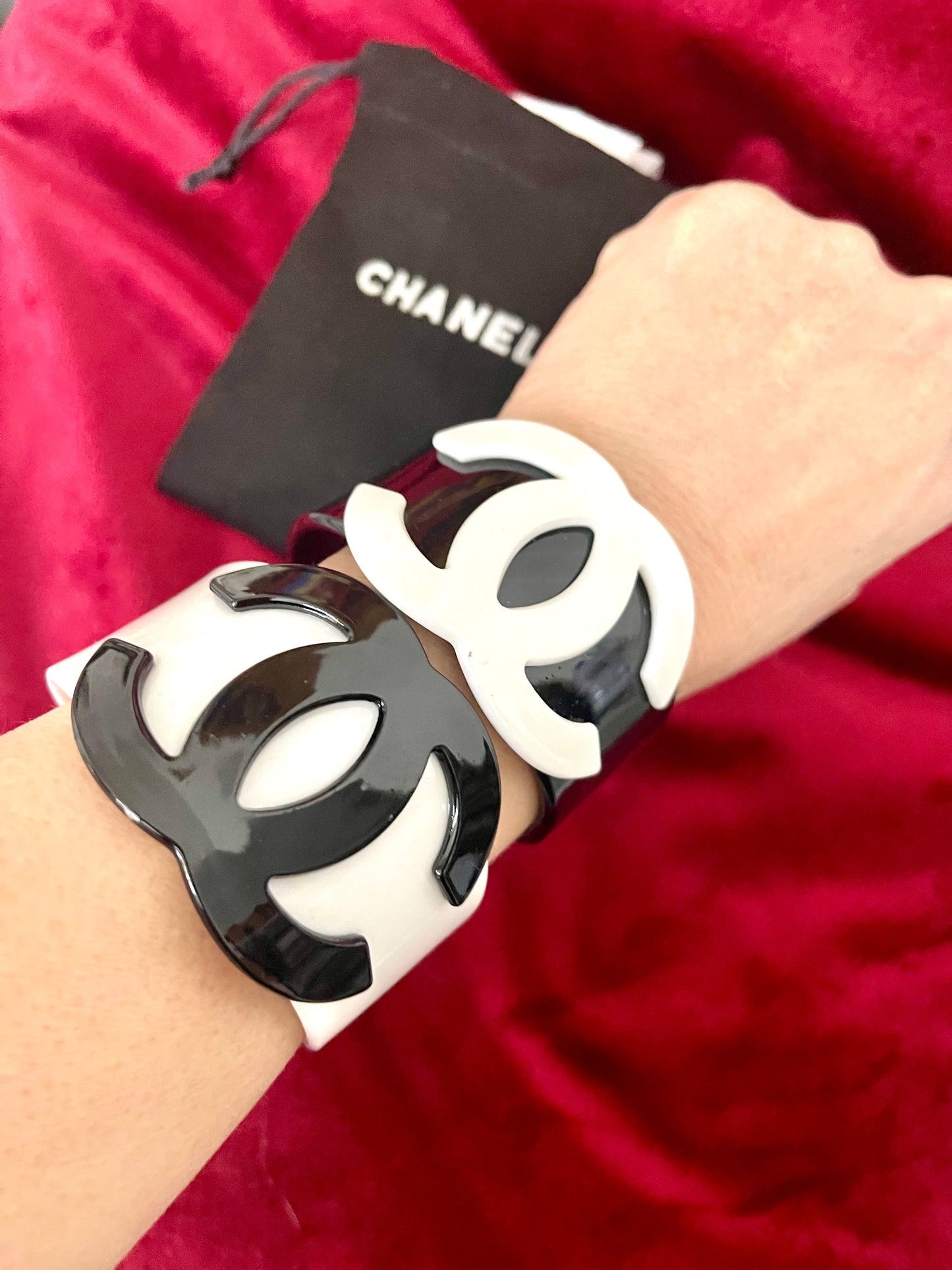 Plastic Chanel Monogram Cuff Bracelet