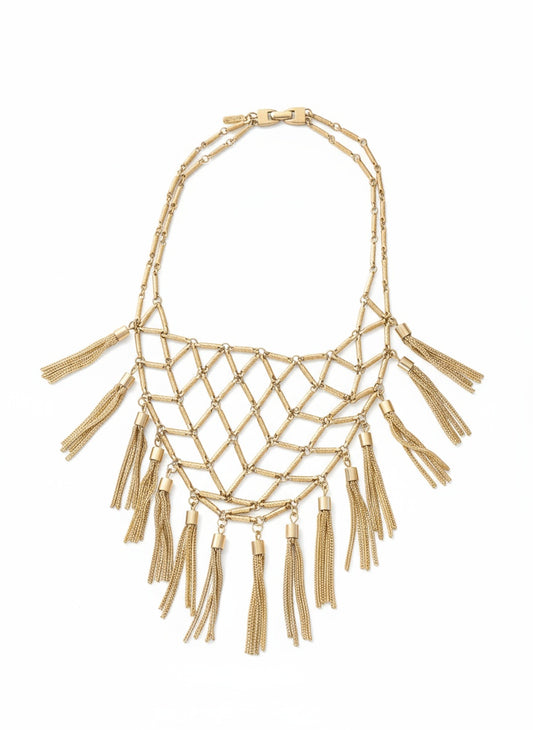 Yves Saint Laurent Rare Authentic Vintage Tassel Multi Chain Necklace