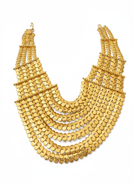 Vintage statement rare Yves Saint Laurent Rive Gauche gold tone multi strands necklace 
