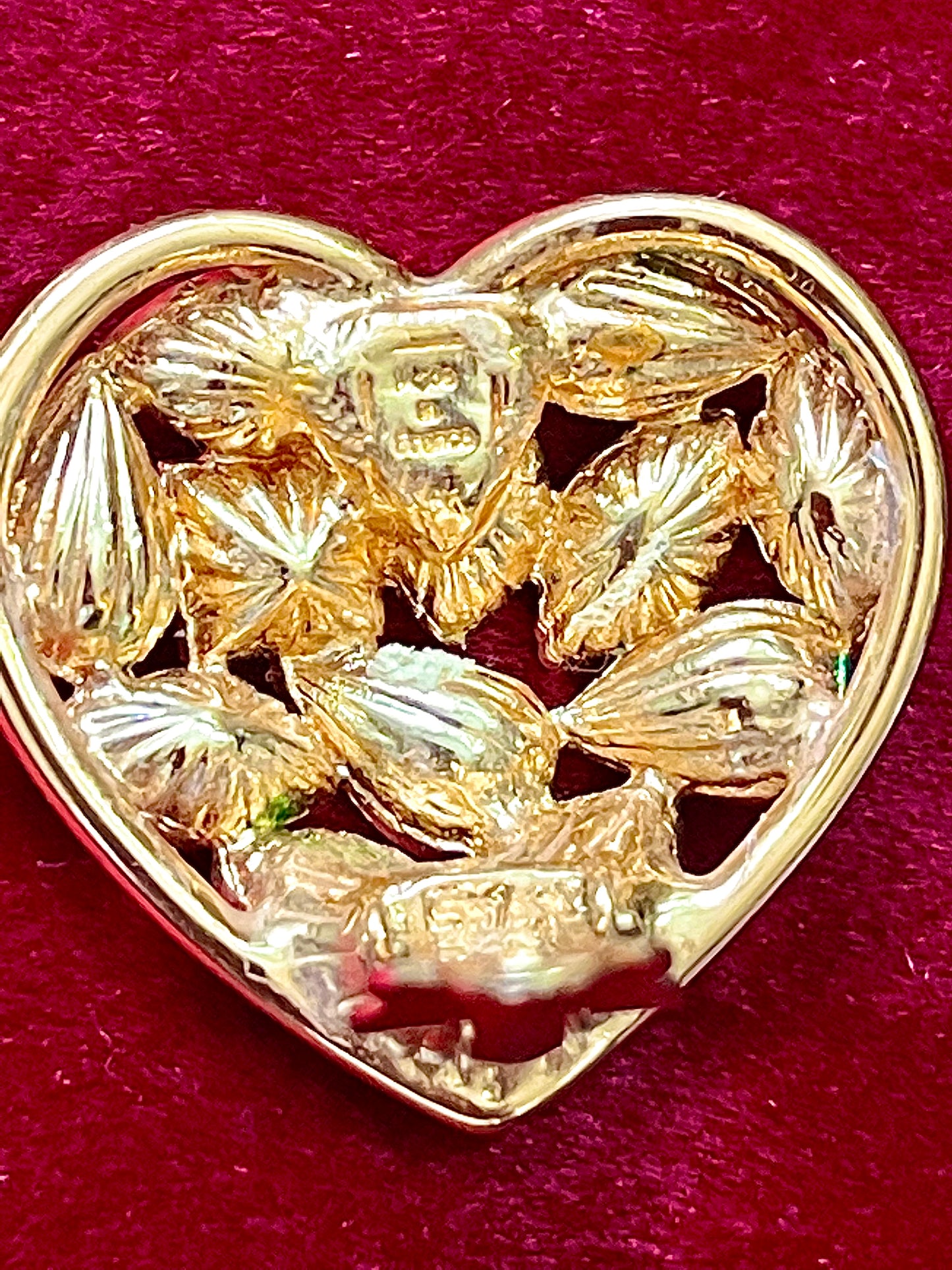 Vintage Yves Saint Laurent Blue Heart Crystal Earrings – Gold Tone